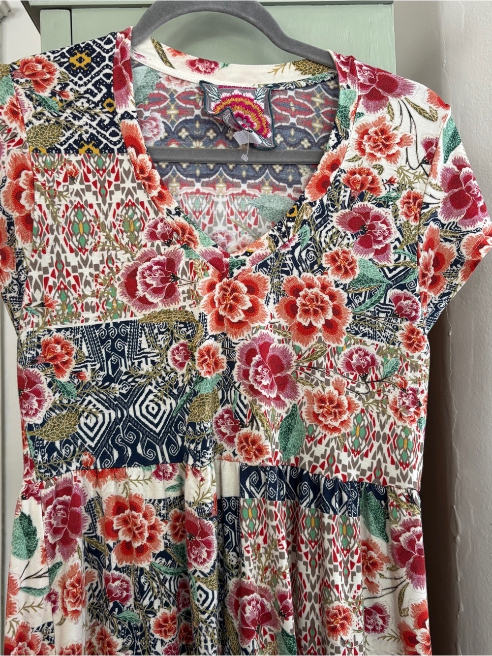 Johnny Was Aztec Flower Tiered Hem Dress SZ XXS Women - Picture 5 of 8